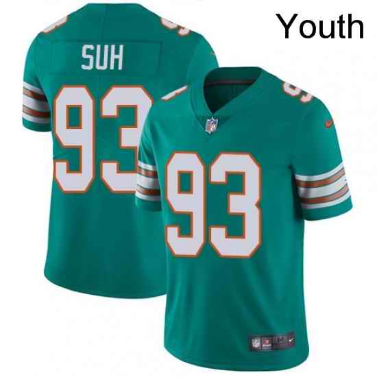 Youth Nike Miami Dolphins 93 Ndamukong Suh Elite Aqua Green Alternate NFL Jersey